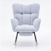 SCHAUKELSTUHL 80/98/98,5 cm grau aus Lammfell-Optik mit Fußablage - Grau, Textil (98/98.5/80cm) - OKWISH
