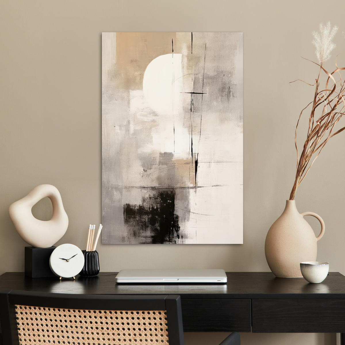 POSTER Abstrakt - Kunst - Grau 40x60 cm - Hellgrau, Papier (40/60/0.1cm) - MuchoWow