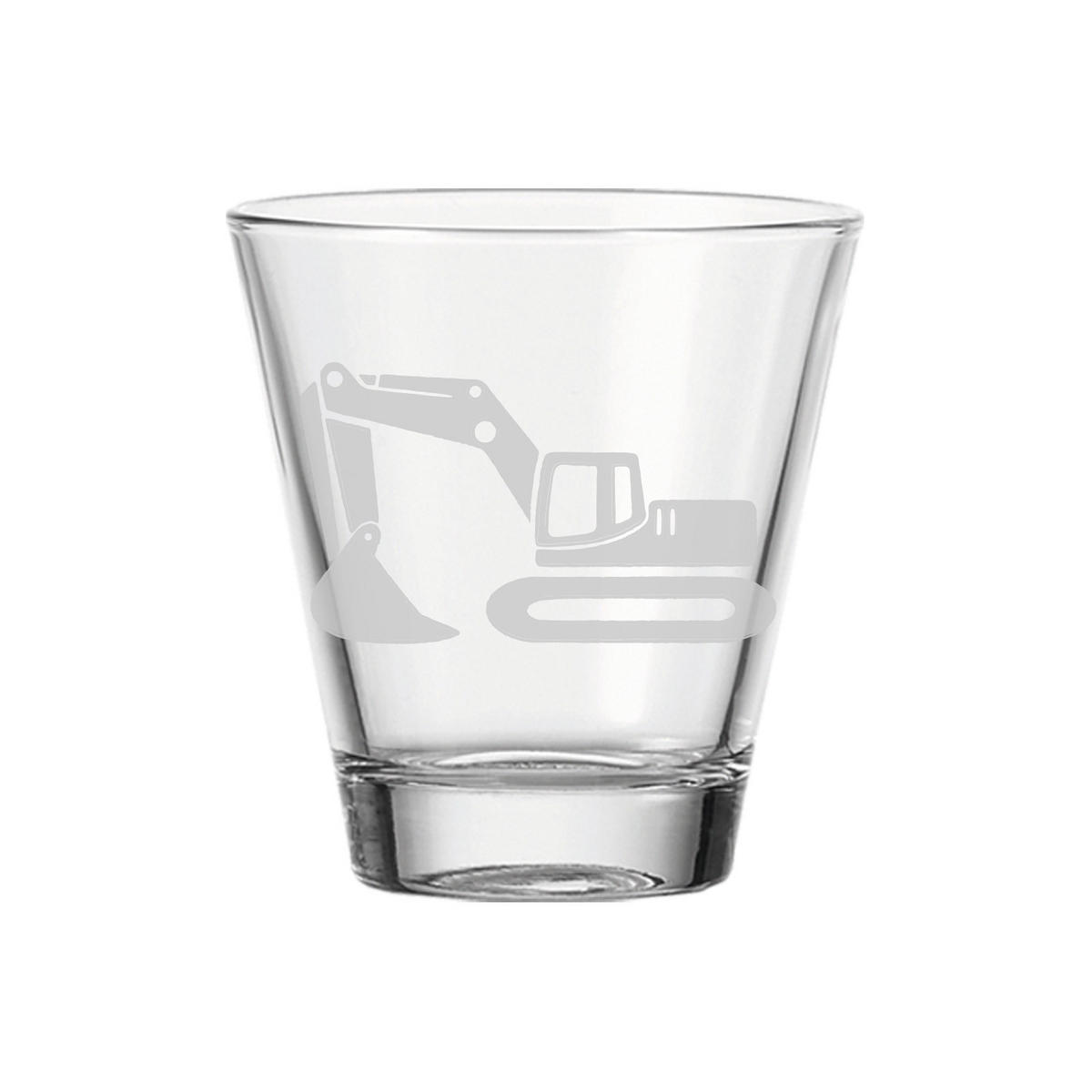 KINDERBECHER Baustellenfahrzeuge transparent 215 ml 3er Set - Transparent, Glas (0.215L) - LUXENTU