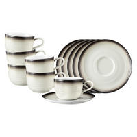 KAFFEETASSEN MIT UNTERTASSEN Terra Corso 260 ml 6er Set - Beige/Grau, Keramik (0.26L) - Seltmann Weiden
