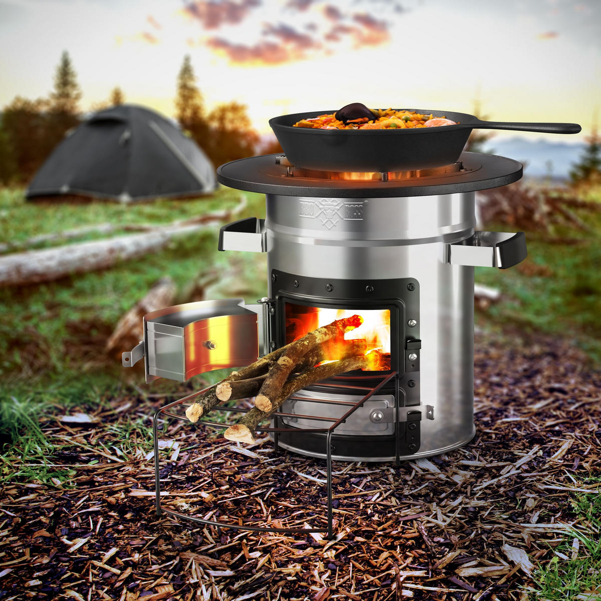 RAKETENOFEN - Silberfarben, Metall (32/30/32cm) - BBQ Boss