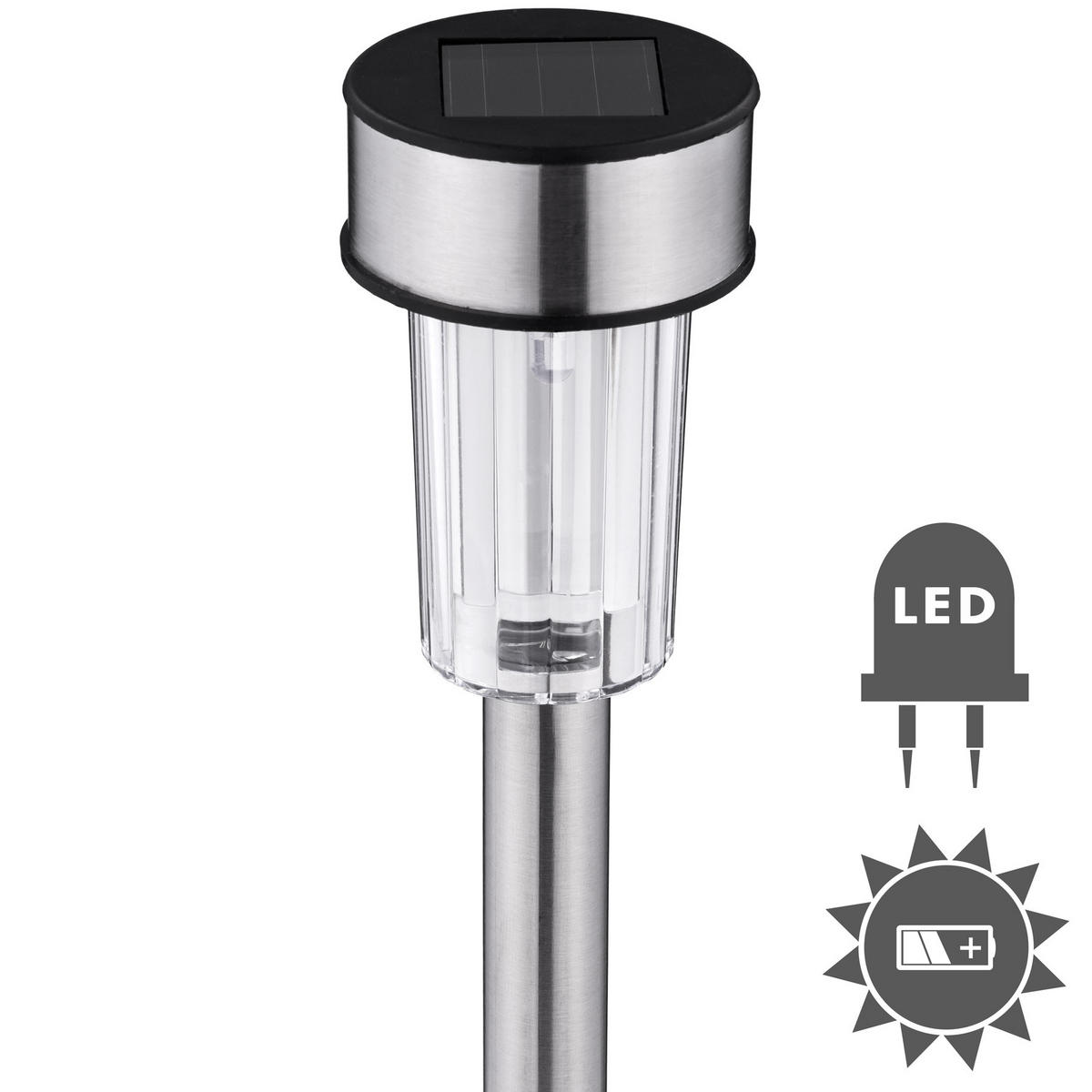 LED-SOLARLAMPEN 24er Set ,4,7 x 37 cm,silber - Silberfarben, Metall (4.7/4.7/37cm) - tectake
