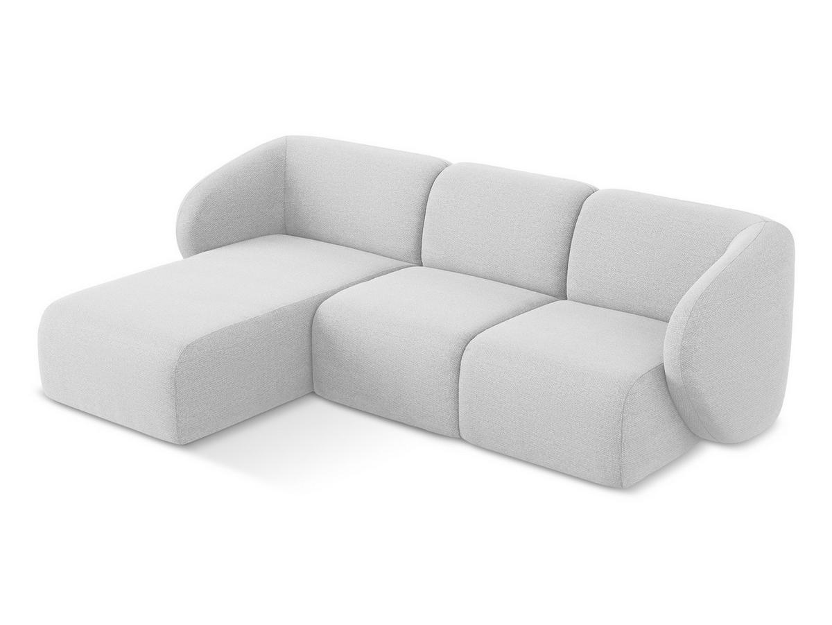 ECKSOFA Links Bouclé Stoff Grau - Silberfarben/Schwarz, Holzwerkstoff/Kunststoff (248/166cm) - Makamii