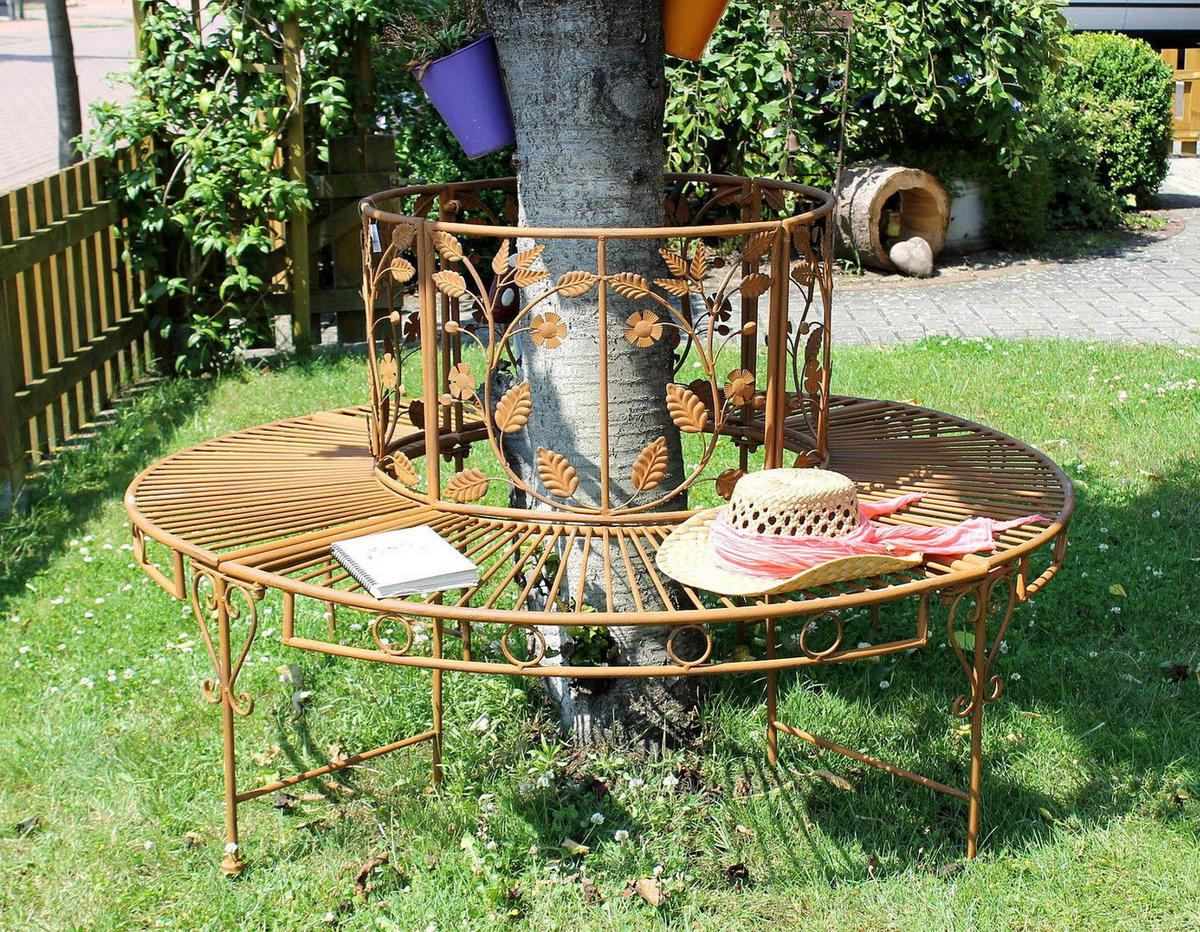 GARTENBANK Rund Metall Braun 140/140/84 cm - Braun, Metall (140/84/140cm) - DanDiBo