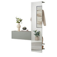 GARDEROBE in Salbei Grün mit Eiche, Kompaktgarderobe Set 2-teilig 150 x 200 cm - Salbeigrün/Eichefarben, Glas/Holz (150/200/30cm) - Furn.Design