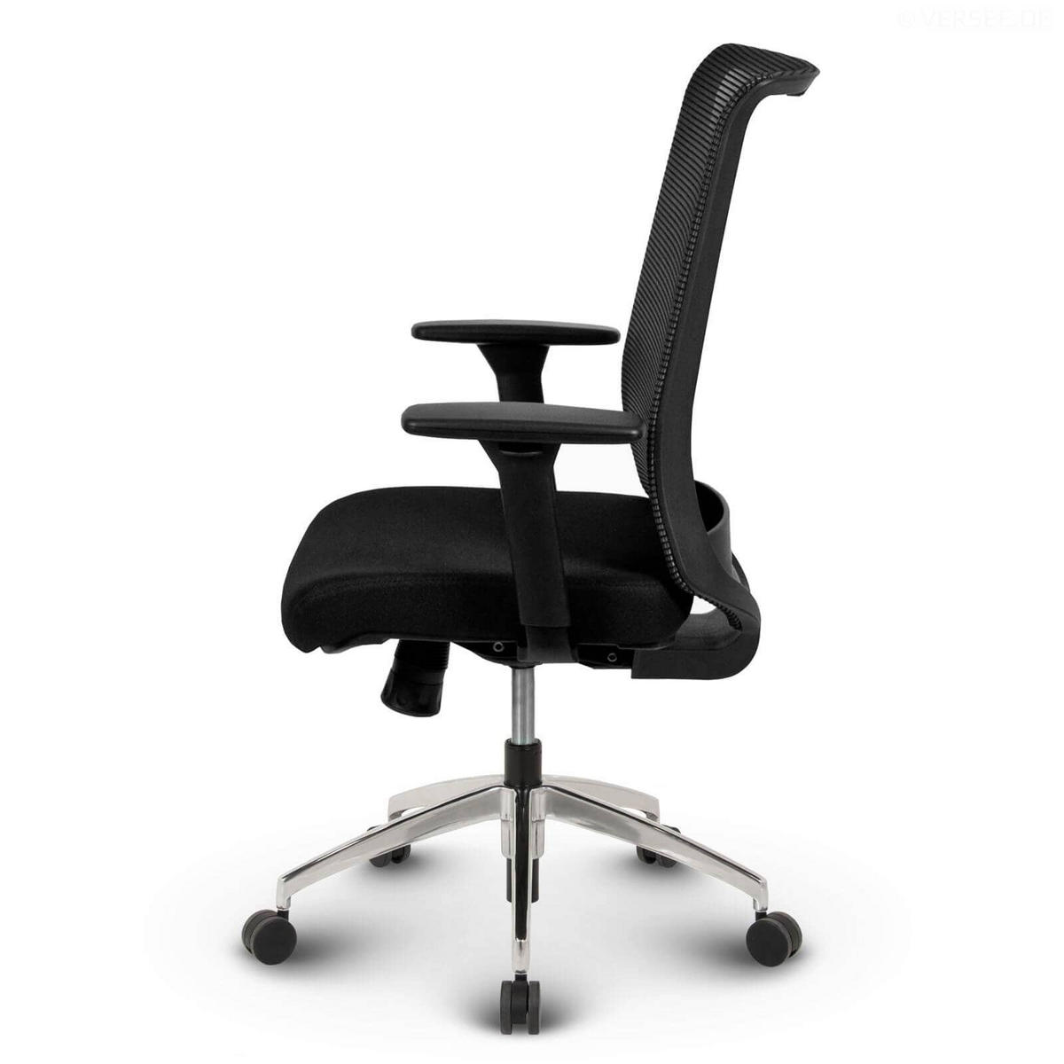 BÜROSTUHL Tanda Stoff/Mesh Schwarz - ergonomisch, 150 kg belastbar, Sitzhöhe 49-61cm - Schwarz, Kunststoff/Textil (65/102/68cm) - Versee