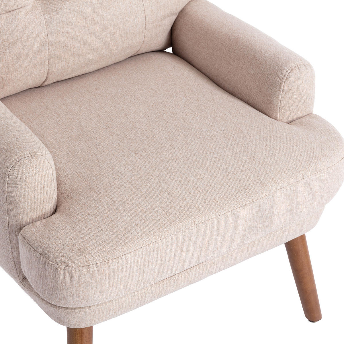 RELAXSESSEL Stoff Beige mit Fußhocker, Seitentasche und verstellbarer Rückenlehne - Beige, Holzwerkstoff/Textil (66/96.5/60cm) - WISHDOR