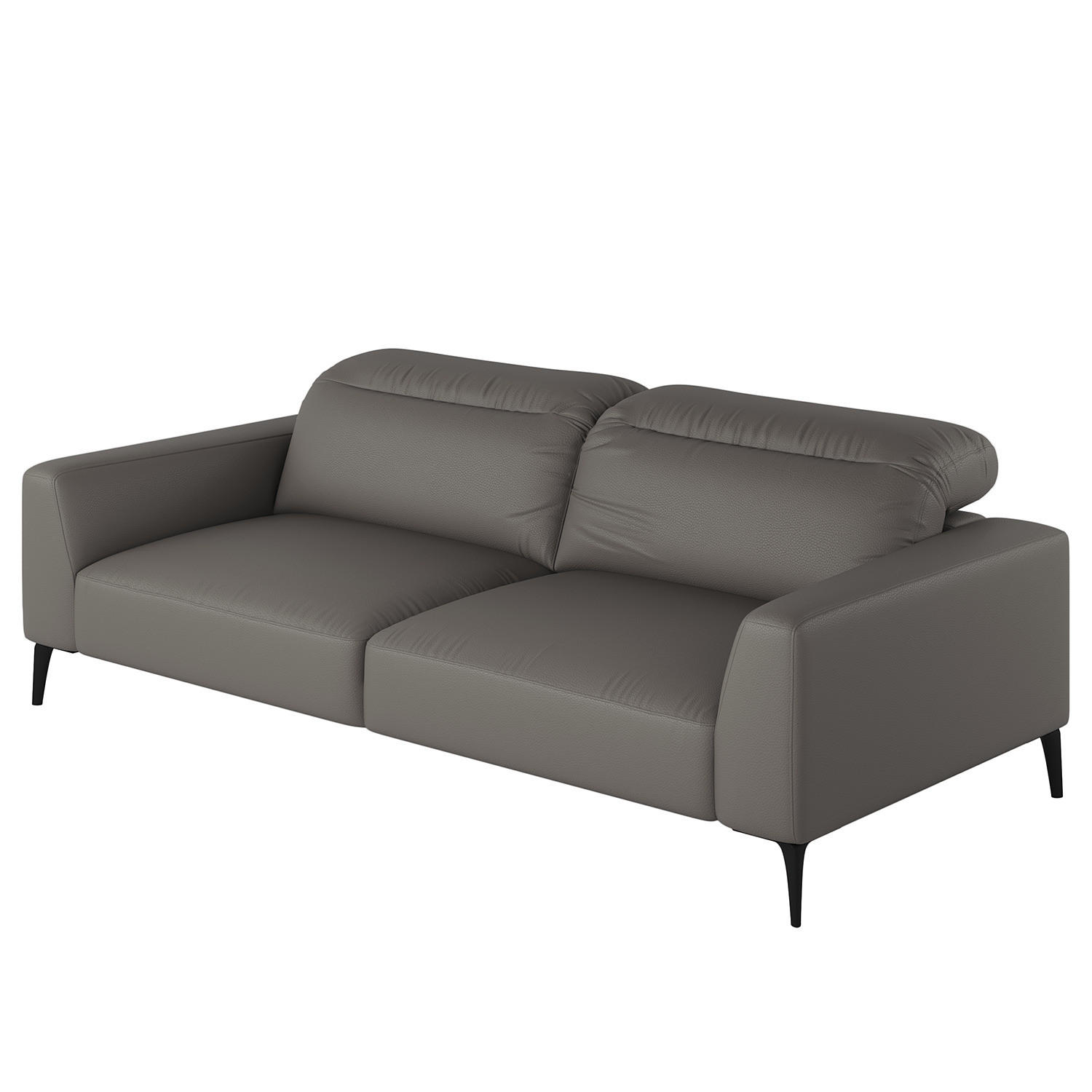3-SITZER SOFA - Schwarz/Grau, Leder/Metall (233/73/107cm) - home24