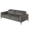 3-SITZER SOFA - Schwarz/Grau, Leder/Metall (233/73/107cm) - home24