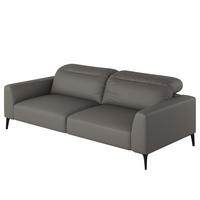 3-SITZER SOFA - Schwarz/Grau, Leder/Metall (233/73/107cm) - home24