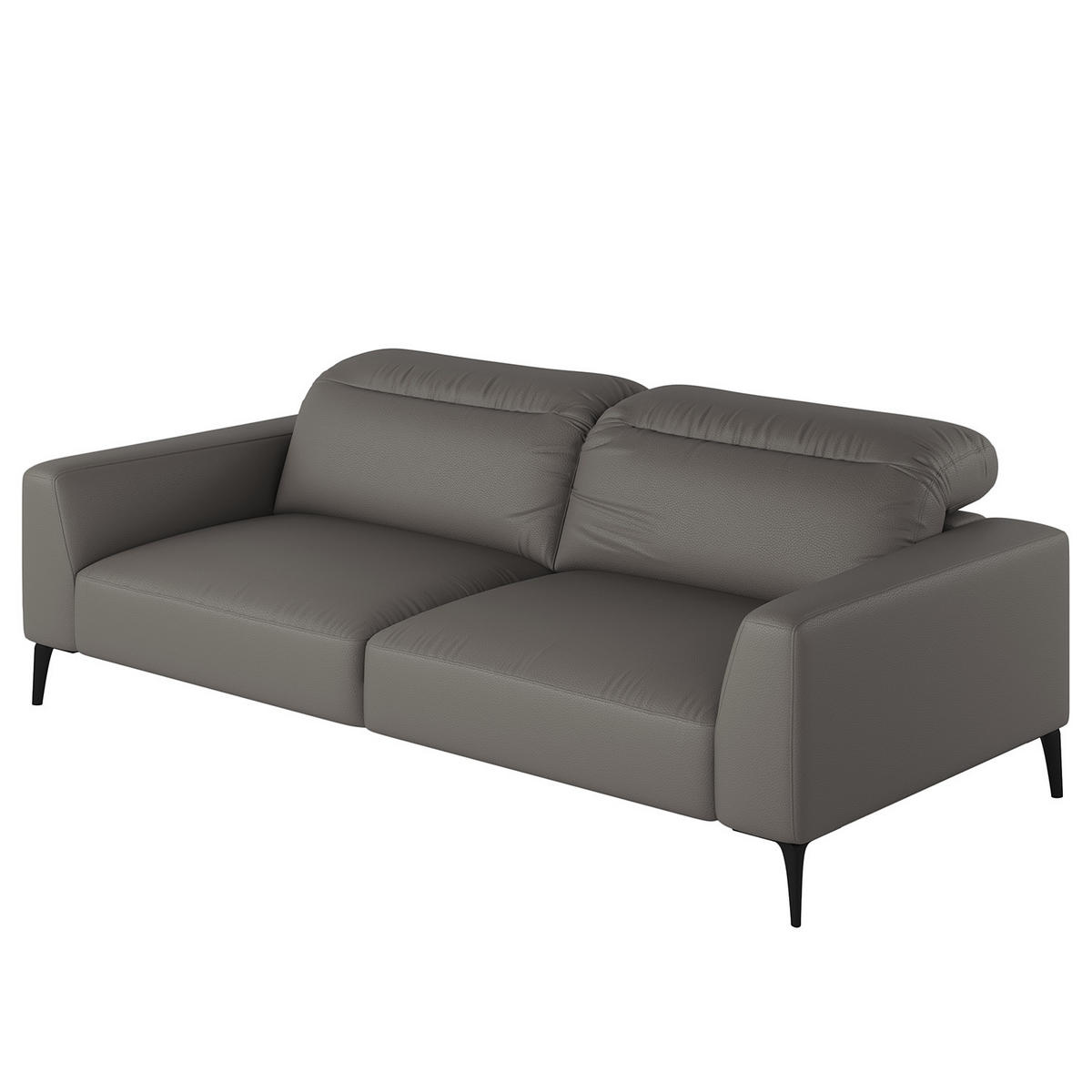 3-SITZER SOFA - Schwarz/Grau, Leder/Metall (233/73/107cm) - home24