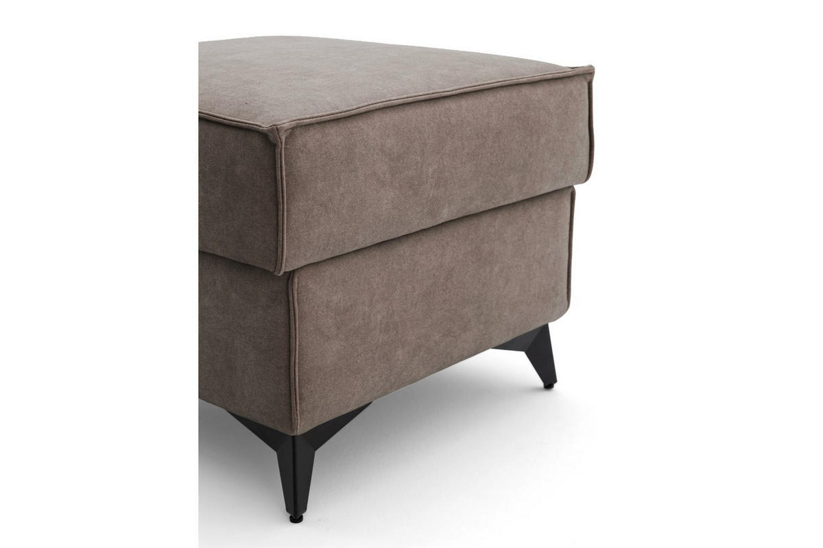 POUF PURE 55 x 55 cm Velours Beige - Beige/Schwarz, Holz/Textil (55/45/55cm) - Muffo