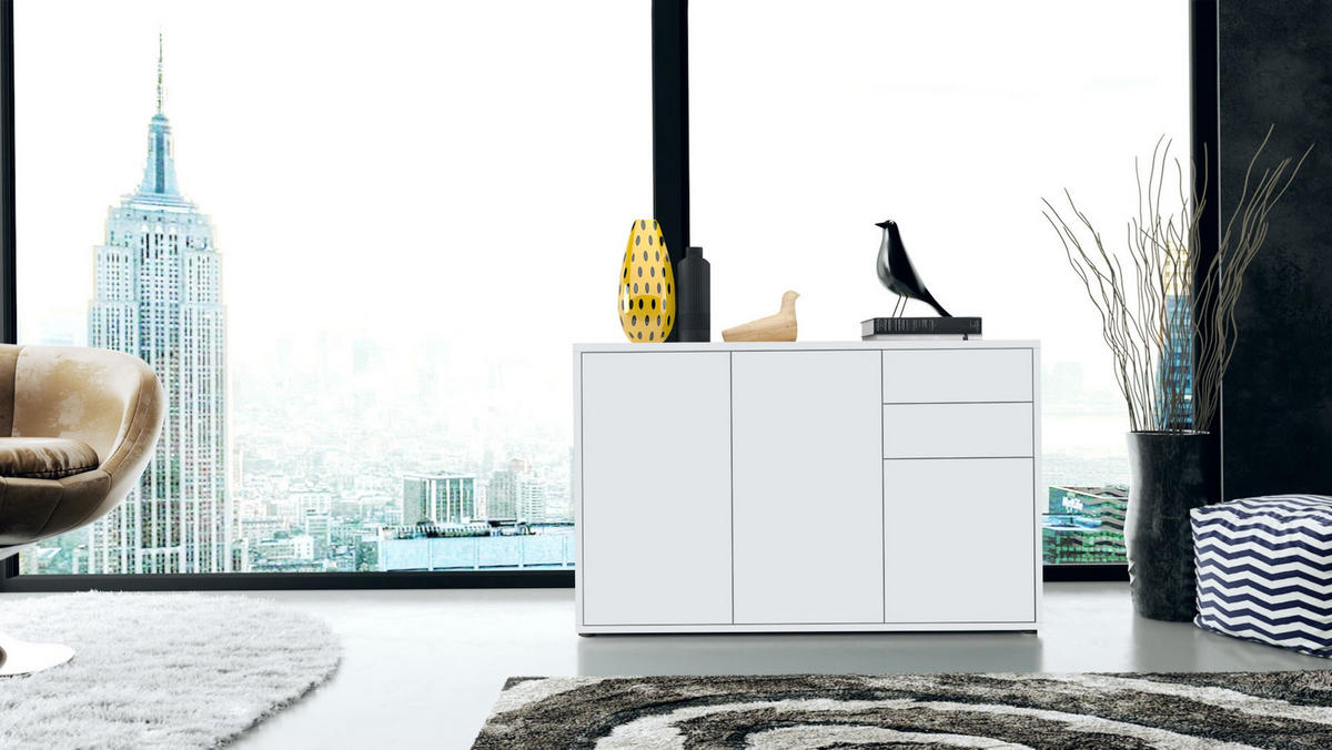 KOMMODE Ben Front in Weiß matt - Weiß, Holzwerkstoff (117/74/36cm) - Vladon