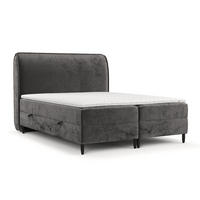 BOXBETT Lunaro 200/200 cm Stahl im Lotta Stoff - Schwarz/Graphitfarben, Holz/Holzwerkstoff (200/200cm) - AltaBeds