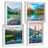 BILDER SET 4er Set - 50x50 cm & 40x60 cm Weißer Rahmen - Naturlandschaft der Bergseen - Weiß, Kunststoff (50/50cm) - TULUP