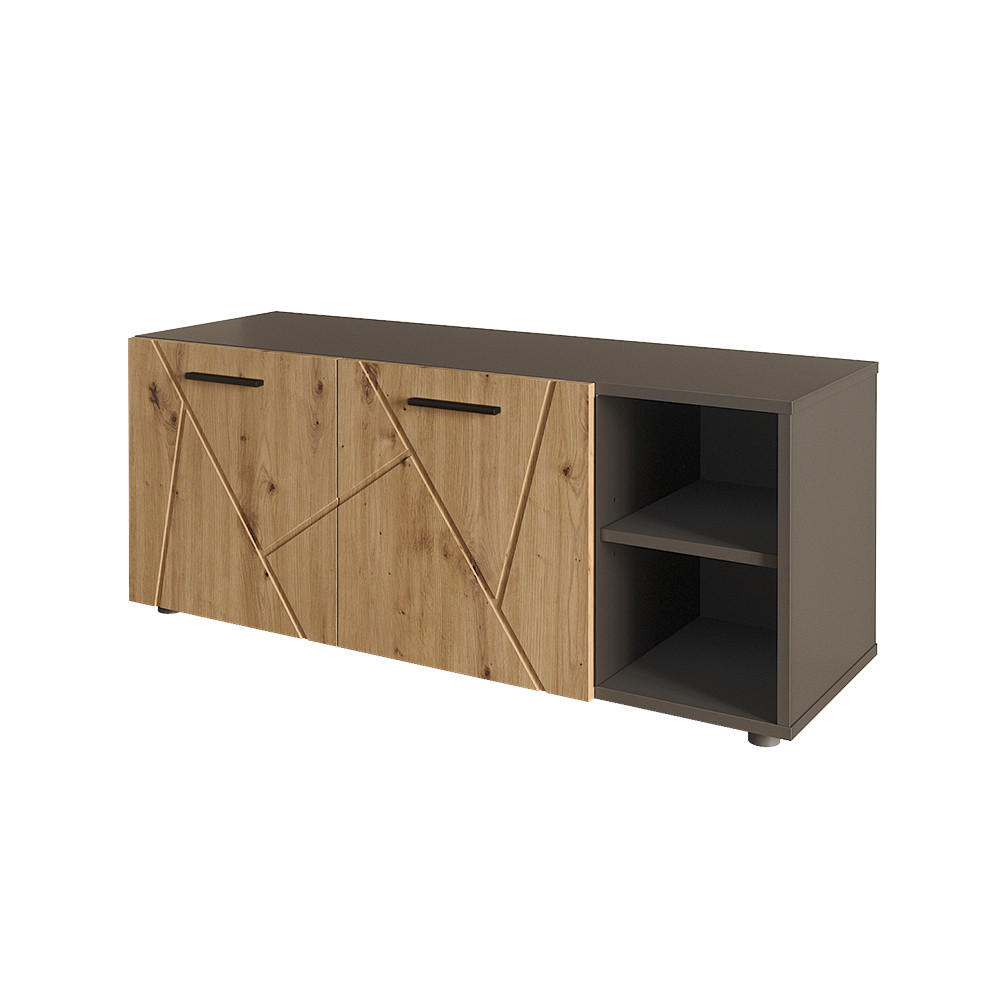 SCHUHSCHRANK Irma Anthrazit/Artisan 106 x 43 cm mit 2 Türen - Anthrazit, Holzwerkstoff (106/43/37.4cm) - Vicco