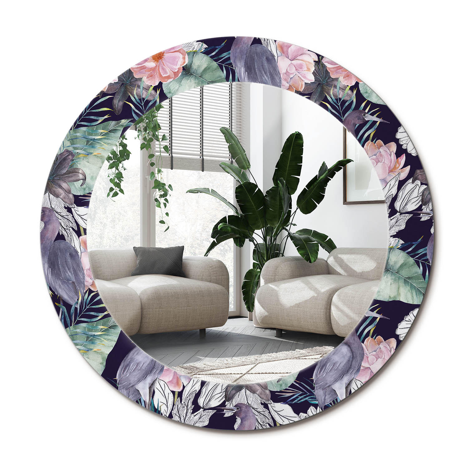 SPIEGEL Rund Ø 60 cm mit Aufdruck - Multicolor, Glas (60/60/0.4cm) - Wallfluent