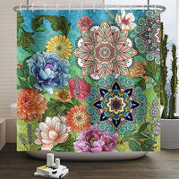 DUSCHVORHANG abstrakt Blumen Polyester wasserdicht schimmelresistent Badewanne - Multicolor, Textil (180/180cm) - MCBOSON