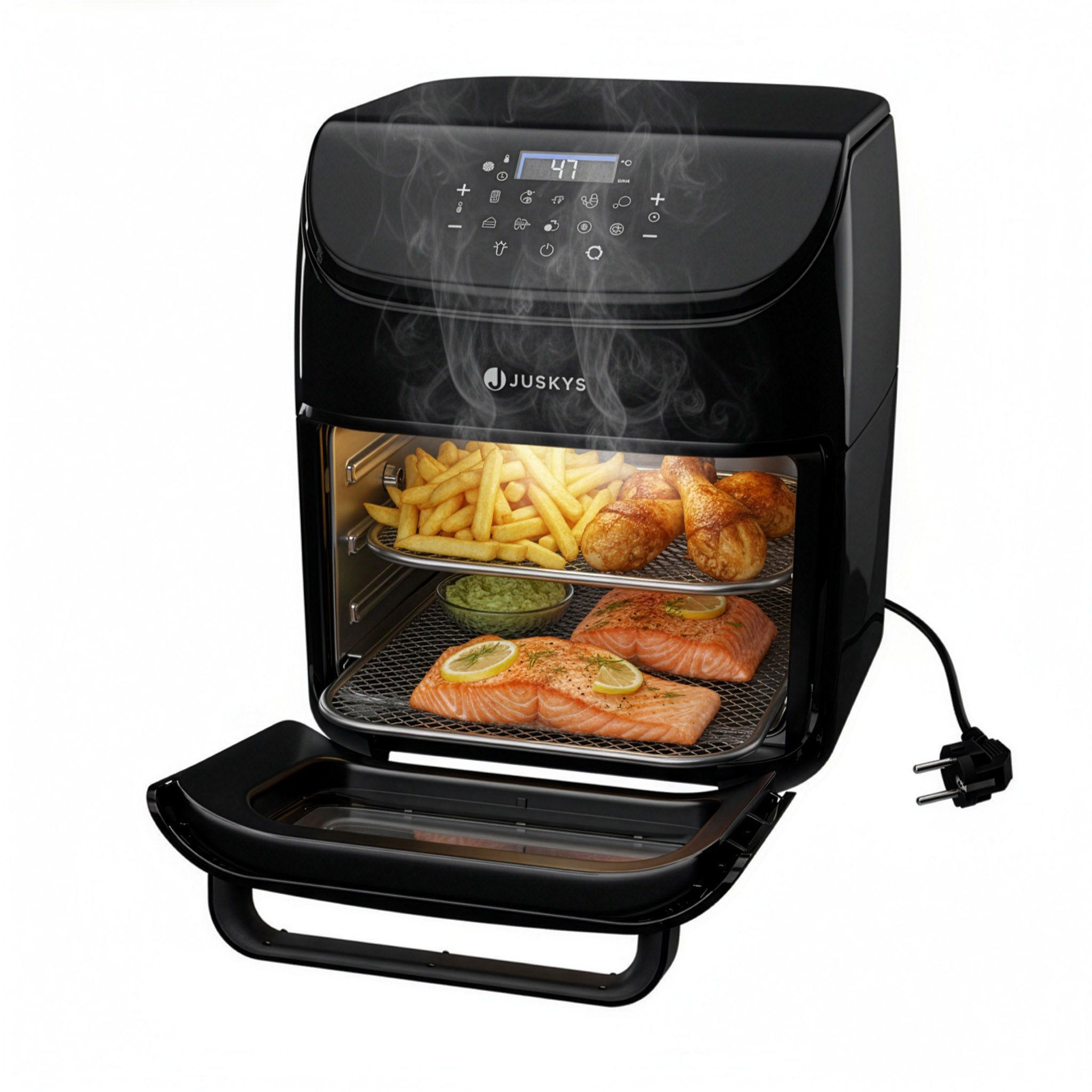 HEISSLUFTFRITTEUSE 12 L - Schwarz, Kunststoff (32/38/34cm) - Juskys