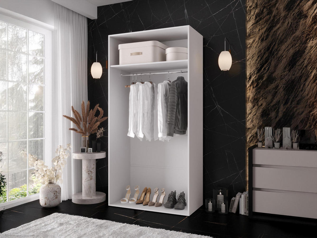 DREHTÜRENSCHRANK Zen 100 cm - Kaschmir/Schwarz, Holzwerkstoff/Kunststoff (100/202/50cm) - MIRJAN24