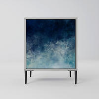 SIDEBOARD CELESTIAL FALL, Grau, 57,5x42x72,5 cm, Schwarze Metallfüße - Multicolor/Schwarz, Holzwerkstoff/Metall (57.5/72.5/42cm) - SpaceRebels