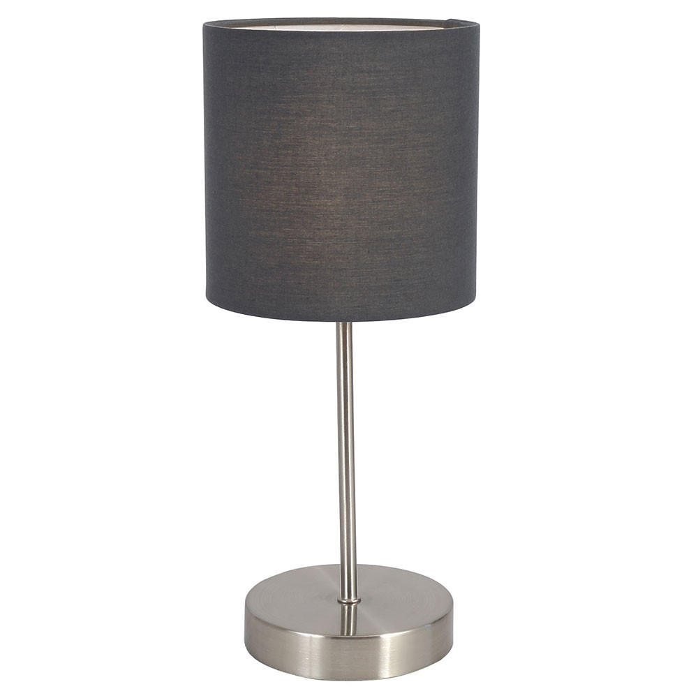 TISCHLEUCHTE Metall Textil Silber Anthrazit - Silberfarben, Metall (15/15/35cm)