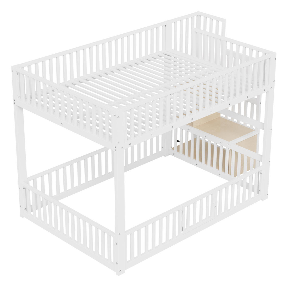 ETAGENBETT 140/200 cm Weiß mit Stauraumleiter und LED - Weiß, Metall (140/200cm) - Oxeza