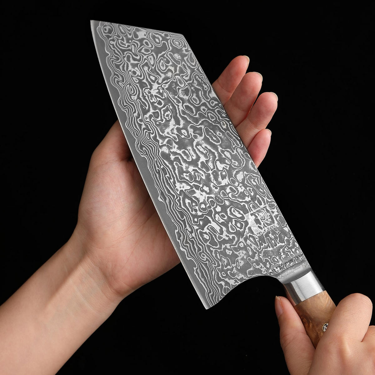 BLOCKMESSER Kiritsuke Kinone Damast - Birkefarben, Holz/Metall (34cm) - Zayiko