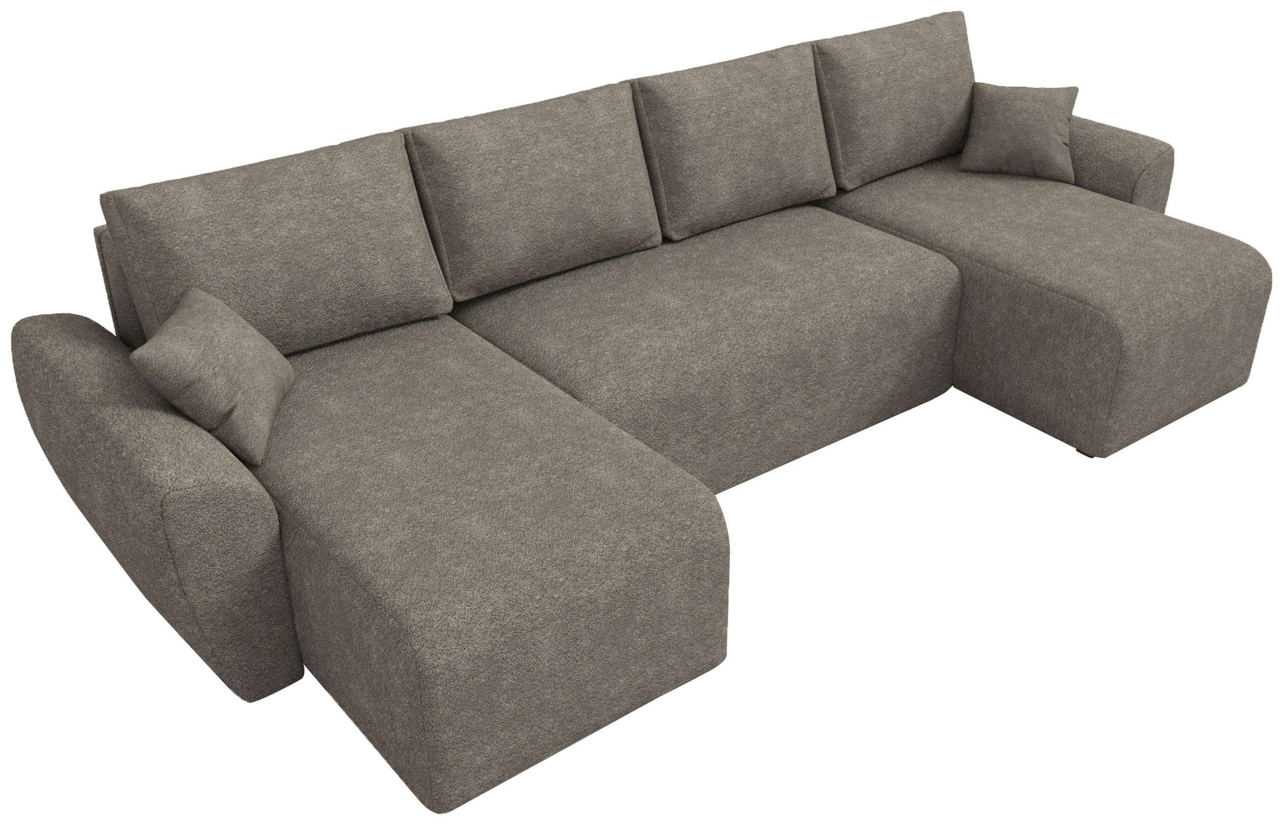 WOHLANDSCHAFT Rotterdam U mit Schlaffunktion Braun Bouclé - Braun, Textil (310/80/141cm) - Bromarkt