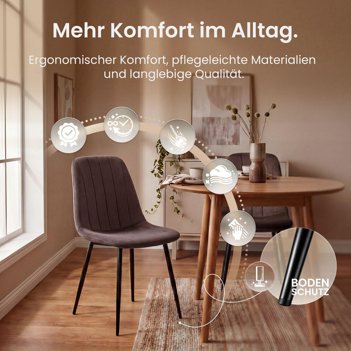 STUHL Metall Braun - Schwarz/Braun, Textil/Metall (45/88/54cm) - CLP