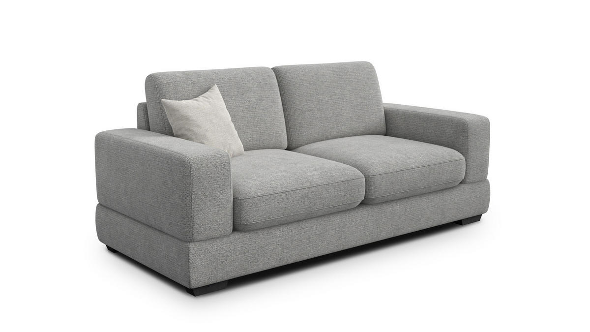 SOFA OTTO 3-Sitzer, grau - Schwarz/Grau, Holz/Textil (201/89/98cm) - Courtois Laville