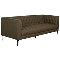 SOFA Troia 3-Sitzer Chesterfield Details - Schwarz/Olivgrün, Textil/Metall (205/74/85cm) - Mr. Deko