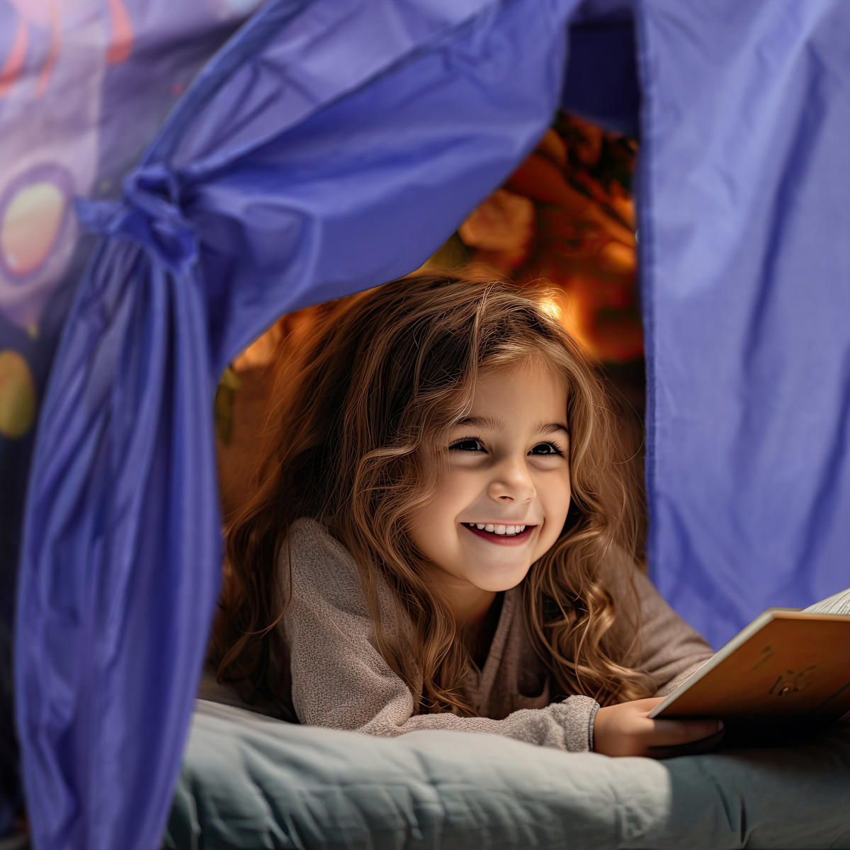 BETTZELT Bunt Kinder Pop-up Polyester 220x79 cm - Dunkelblau, Textil - Relaxdays