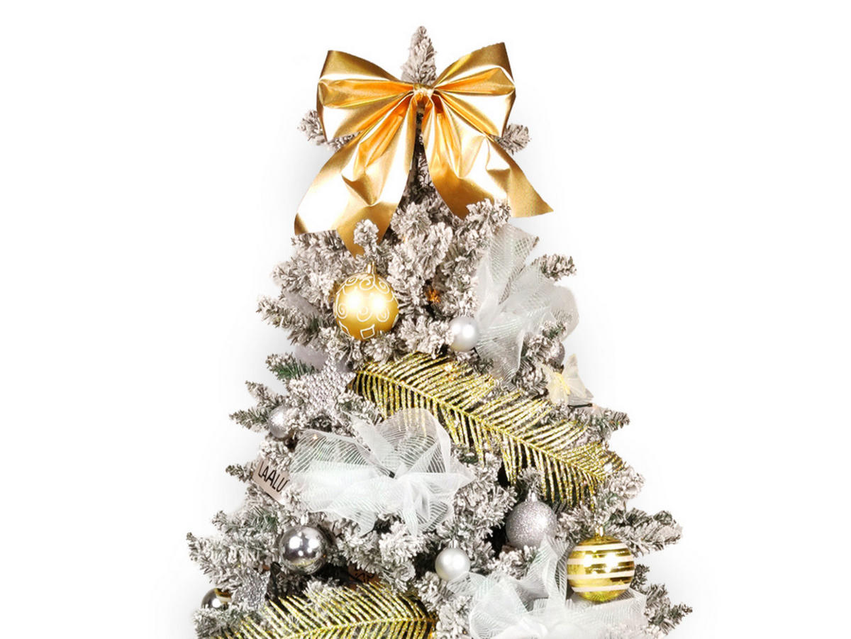 LAALU WEIHNACHTSBAUM geschmückt künstlich mit 136 Ornamenten SHINING ELEGANCE 240 cm Baum mit Ständer und Weihnachtsornamenten - Champagner/Silberfarben, Kunststoff (240cm) - LAALU