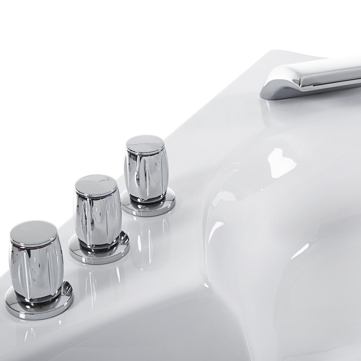 WHIRLPOOL BADEWANNE mit LED 150x205x56 cm weiß Senado - Weiß, Kunststoff (150/56/205cm) - Beliani