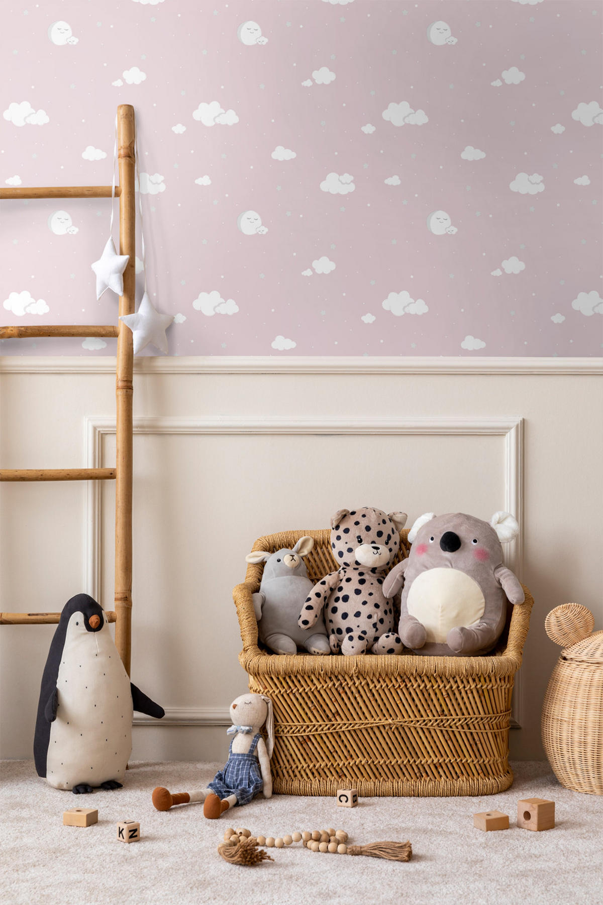 TAPETE kleine Wolken 53 cm x 10 m - Pink, Papier (53/0.1cm) - Sanders & Sanders