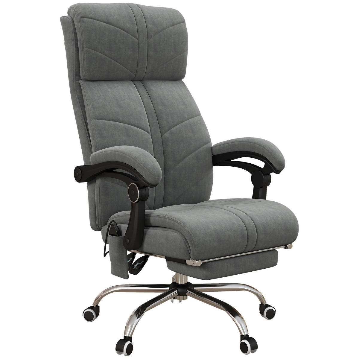 CHEFSESSEL DE-11803 mit Massage, Heizung & Neigefunktion Grau - Grau, Textil (70/117/64cm) - ComfortXL