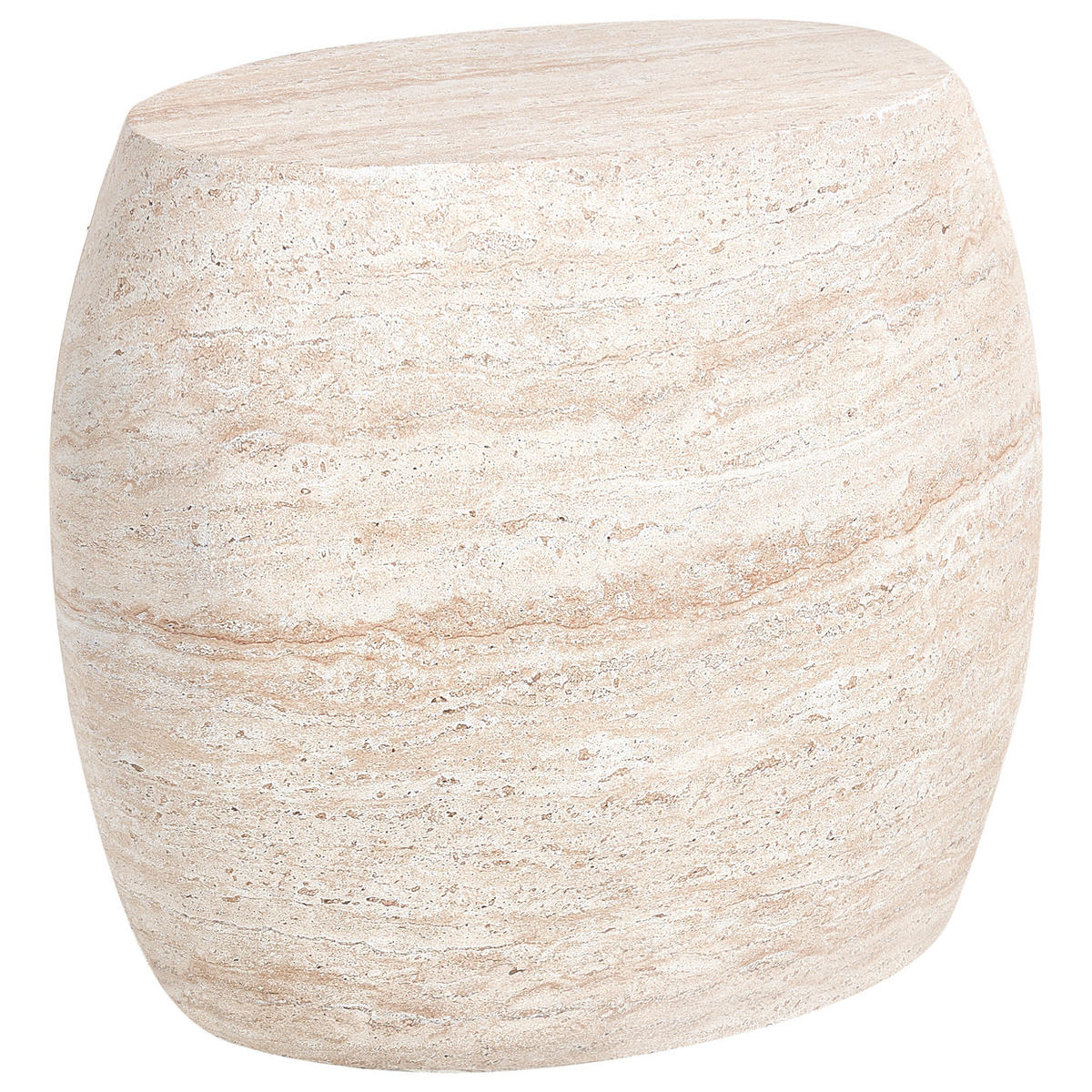 BEISTELLTISCH 40/58 cm Travertinoptik Ricadi - Beige, Keramik (40/58/52cm) - Beliani