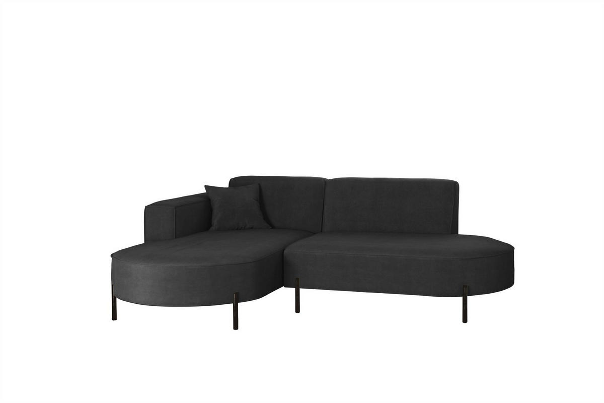 ECKSOFA Valencia Xs - Anthrazit, Holzwerkstoff/Textil (236/165cm) - Fun Möbel