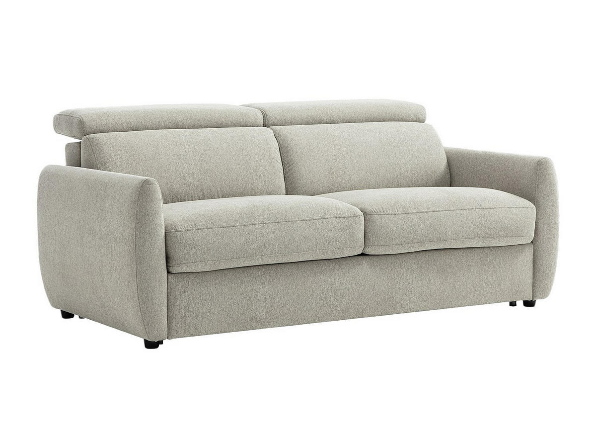 3-SITZER-SCHLAFSOFA mit Schlaffunktion aus hellgrauem Stoff SOVALI - Hellgrau, Textil (191/83.5/224cm) - Vente-Unique