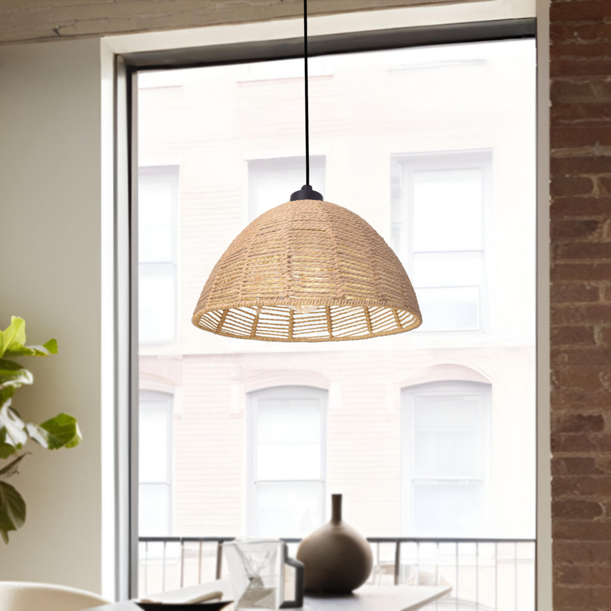 HÄNGELAMPE Romsey - Beige, Naturmaterialien/Metall (28/28/158cm) - lux.pro