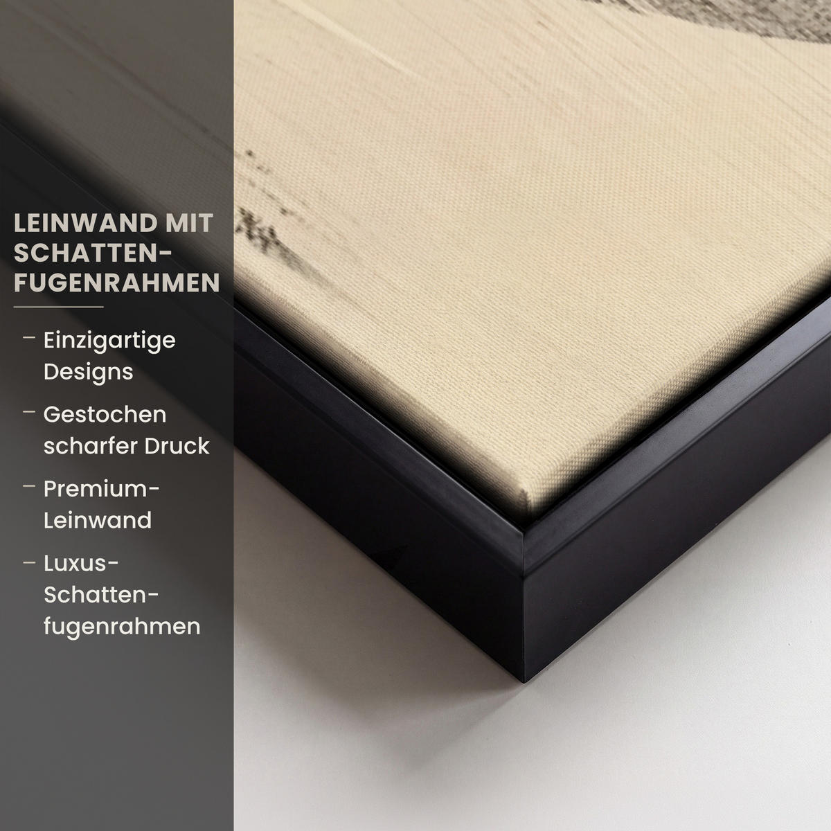 LEINWAND Bilder mit Rahmen - Kreise - Balken - Schwarz - Abstrakt - 60x90 - Schwarz, Textil (60/90cm) - MuchoWow