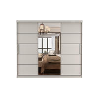 SCHWEBETÜRENSCHRANK ALASKA 250cm breit in Kaschmir mit Spiegel und LED - Kaschmir, Holzwerkstoff (250/218/61cm) - Deine Möbel 24