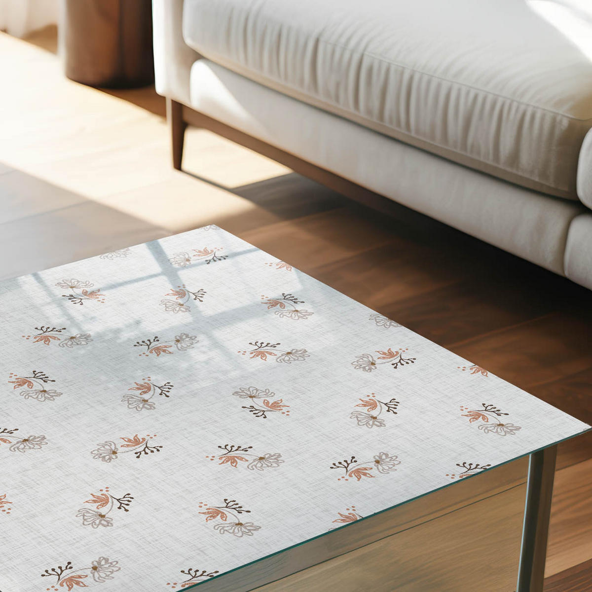 TISCHPLATTE 50x50 cm – Pflanzenmuster - Grau, Glas (50/50/0.4cm) - Wallfluent