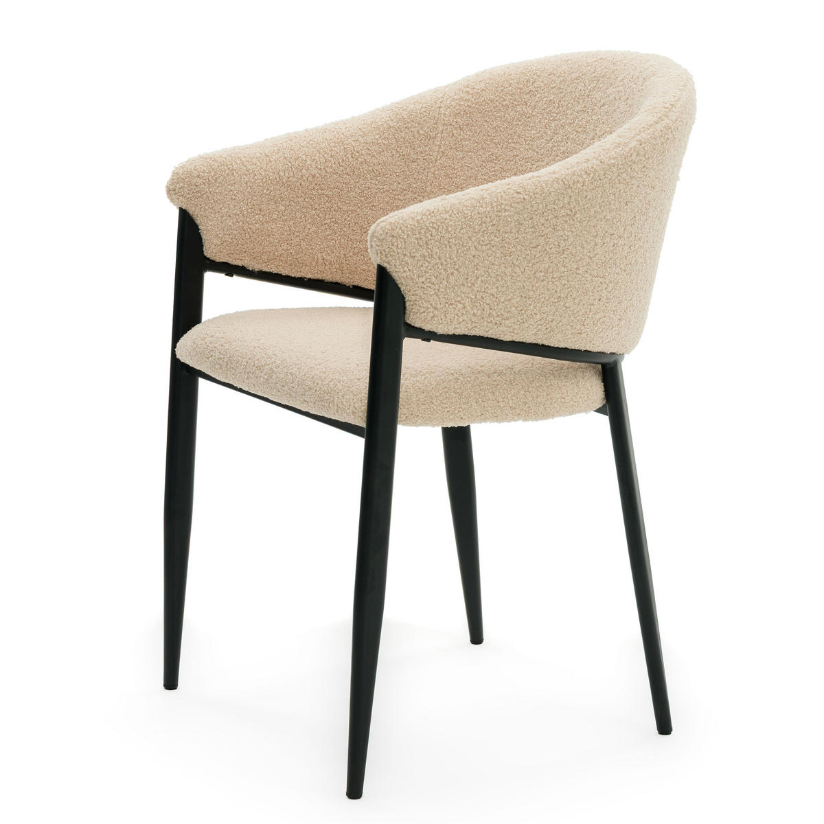 STUHL BUENO gespolsterter - dunkelbeige - Glamour Boucle Teddy - Beige/Schwarz, Textil/Metall (57/81/59cm) - NEW HOME