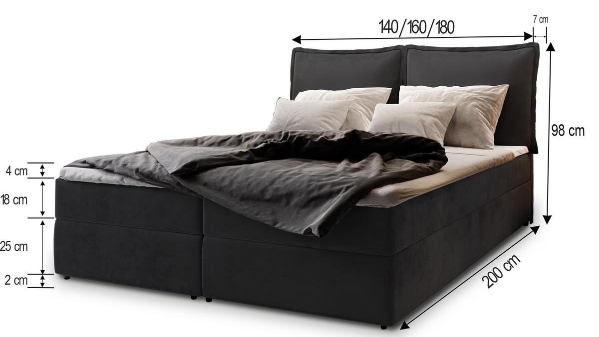 BOXBETT LENTE 160x200 cm mit Matratze und Topper - Creme - Creme, Holz (160/200cm) - MASSENO
