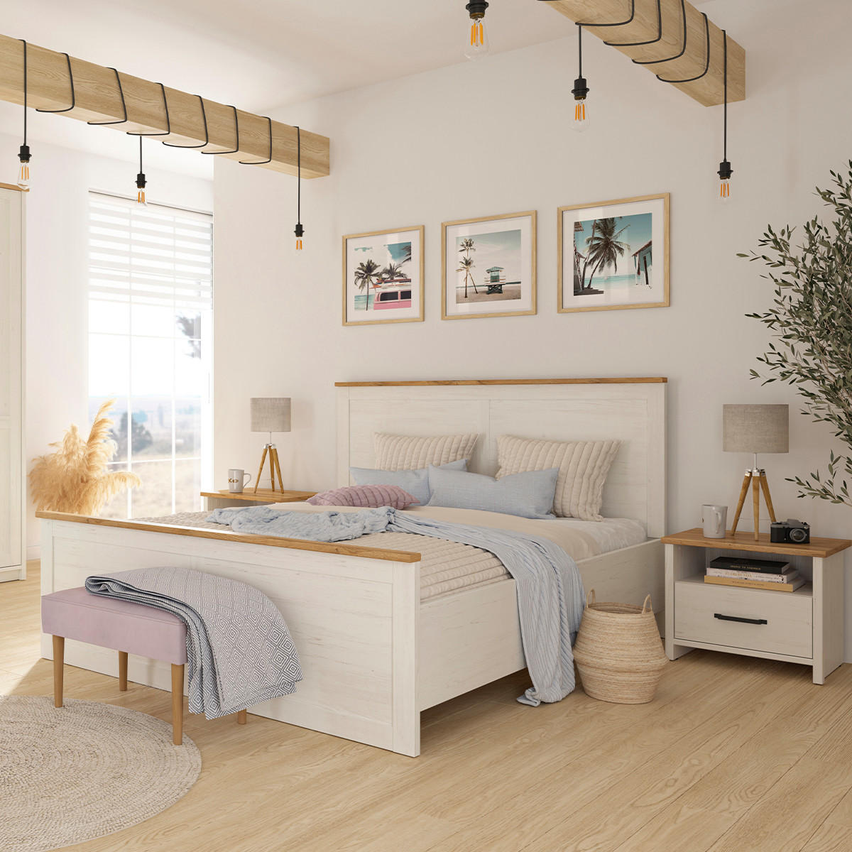 BOXSPRING POSTEL 160/200 Aksel Bílá - bílá, kompozitní dřevo (160/200cm) - Petits-meubles