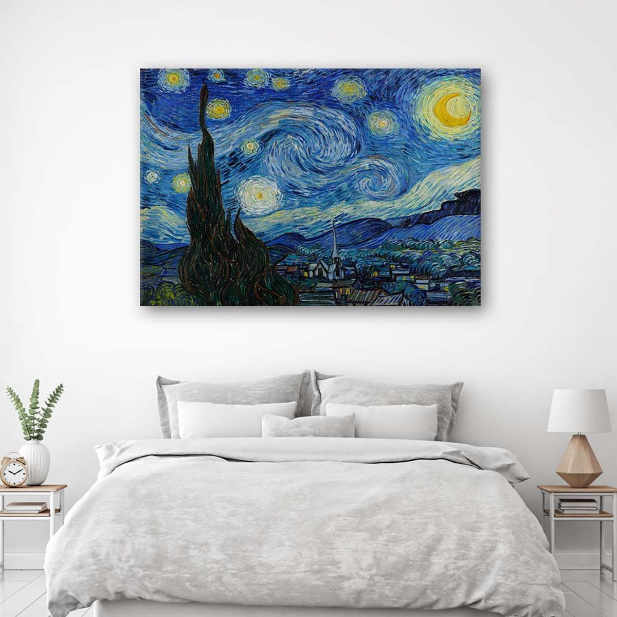 WANDBILD Sternennacht - V. van Gogh Reproduktion - Blau, Textil (100/70cm) - Feeby