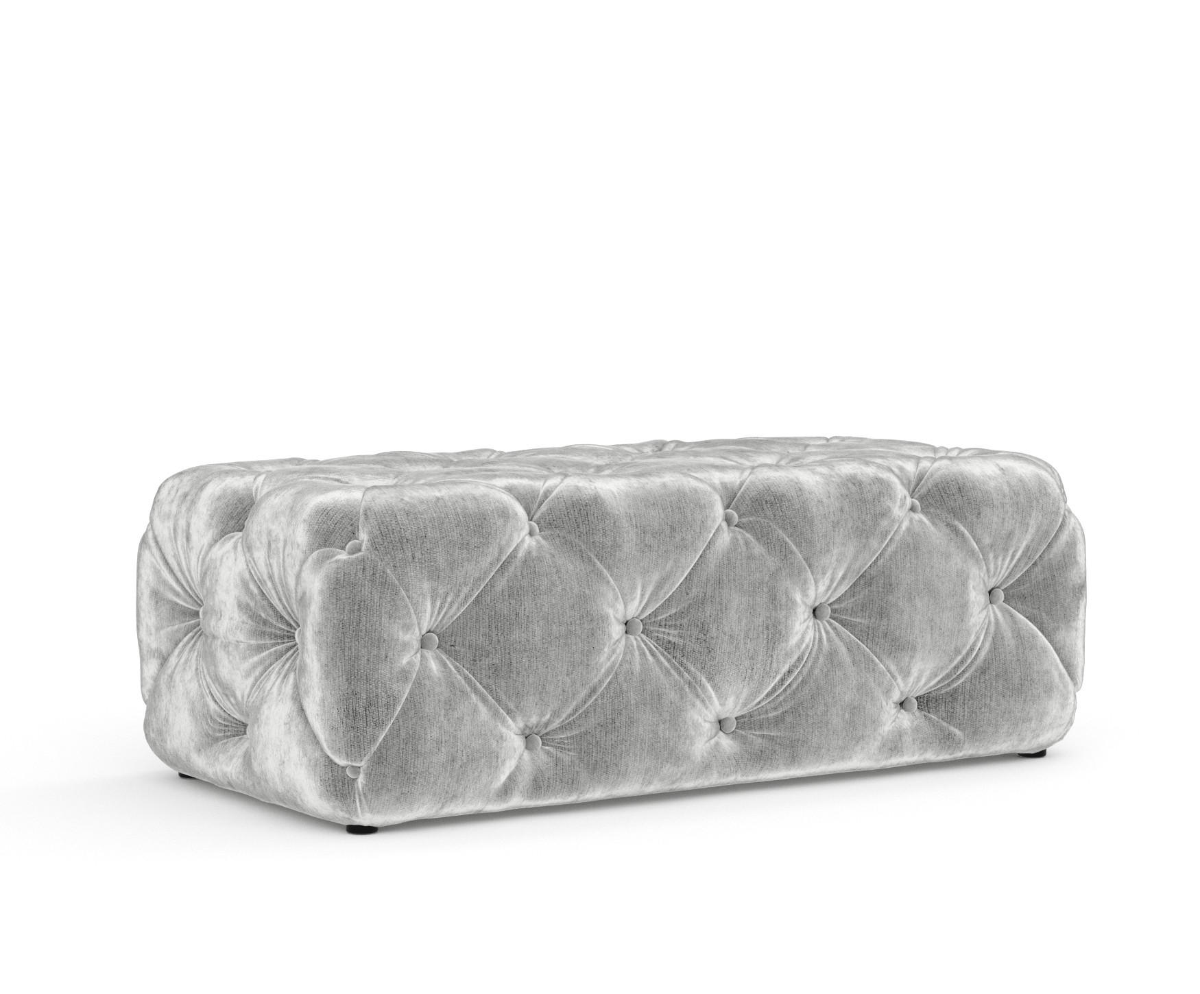 POUF Cosimo Hellgrau Chenille - Hellgrau/Schwarz, Holz/Holzwerkstoff (130/39/65cm) - Maison de Reve