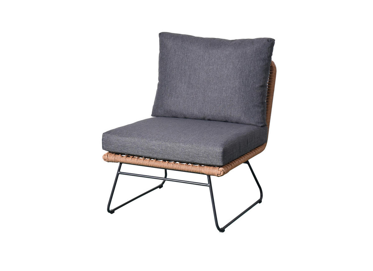 GARTENLOUNGE-SET Monaco Grau Polyrattan für 6 Personen - Grau, Kunststoff - Green Spirit